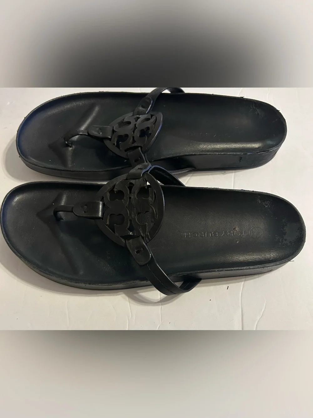 Tory Burch Black Logo Thong Sandals